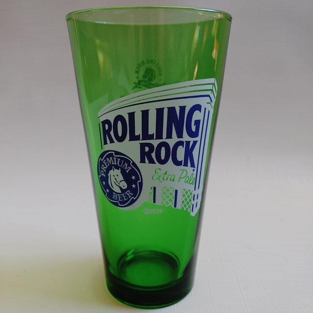 Rolling Rock Extra Pale Ale Pint Glass Green Glass TALL